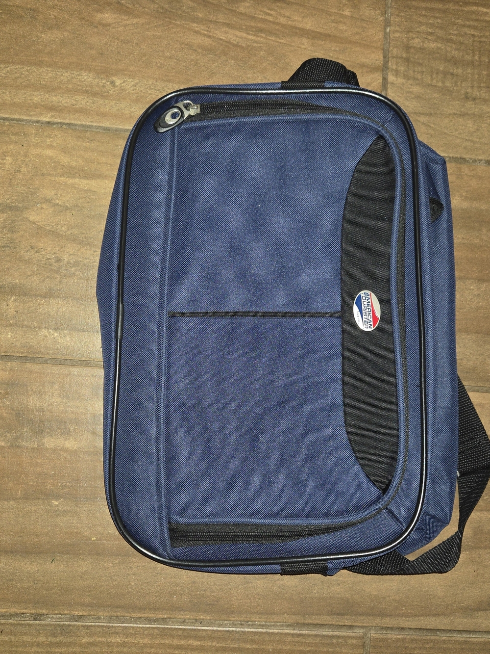 American Tourister Navy Travel Shoulder Bag with Black Accents